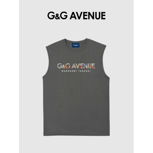 G&G AVENUE夏季男士純棉運動背心男帥氣時尚印花無袖t恤坎肩短袖