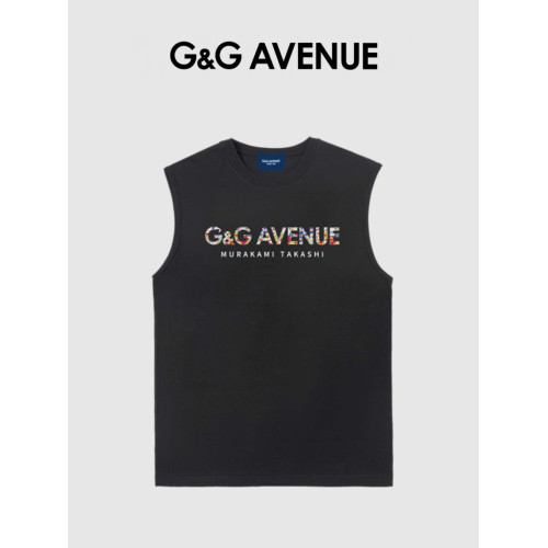 G&G AVENUE夏季男士純棉運動背心男帥氣時尚印花無袖t恤坎肩短袖