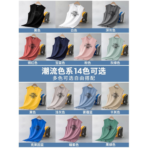 高級純棉背心男士無袖t恤夏季外穿2025新款健身運動坎肩汗衫男款