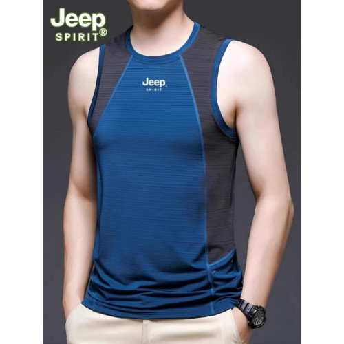 JEEPSPIRIT吉普無袖冰絲t恤男2025新款戶外健身跑步背心T恤速乾衣