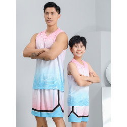 速乾背心短褲套裝男加肥加大碼休閒青年流行漸變色運動透氣籃球服