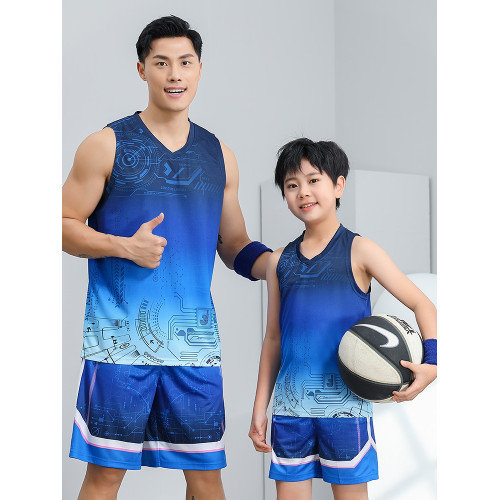 速乾背心短褲套裝男加肥加大碼休閒青年流行漸變色運動透氣籃球服