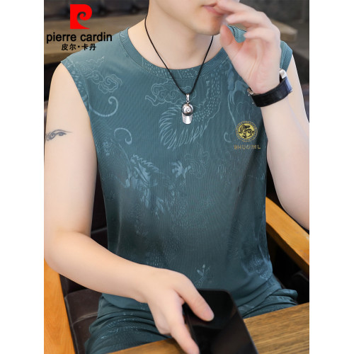 皮爾卡丹夏季涼感無袖T恤男士2025新款高級休閒薄款背心男款潮牌