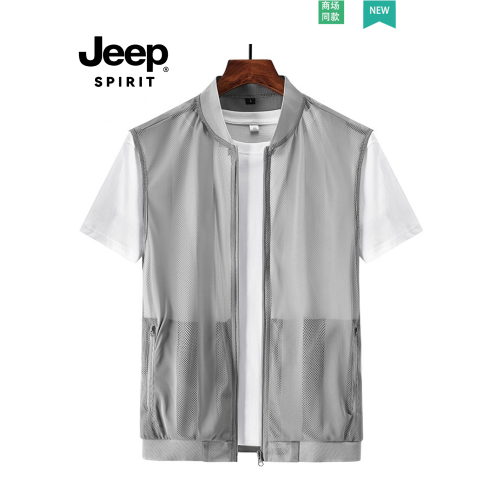 JEEP SPIRIT防曬衣女導演襯衫戶外冰絲網眼透氣無袖馬甲皮膚衣男U