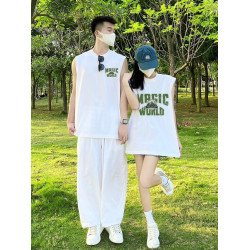 英國Next Kiss情侶裝夏裝一男一女坎肩無袖t恤2025夏季背心高級感