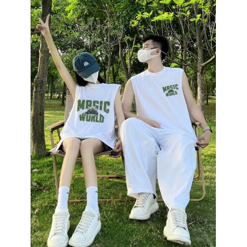 英國Next Kiss情侶裝夏裝一男一女坎肩無袖t恤2025夏季背心高級感
