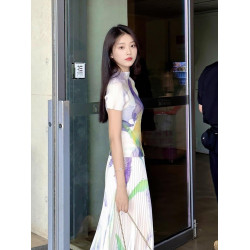 三宅皺褶白色油畫短袖女T恤小香風氣質一整套穿搭小衆不撞款套裝
