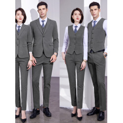 羅矇高級彈力黑色西裝套裝男女士三件套商務正裝西服外套工作服