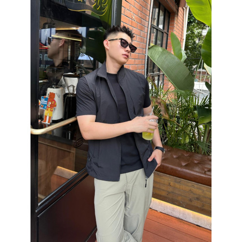 皮爾卡丹速乾馬甲男夏季防曬戶外機能搭配立領外套無袖多袋上衣薄