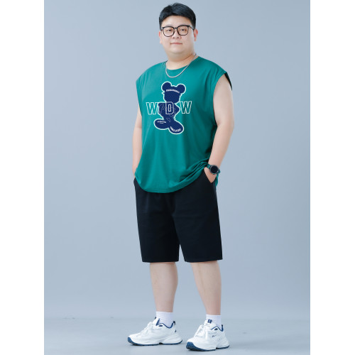 加肥加大運動套裝男款夏季2025新款青少年大碼寬松男裝背心短褲潮