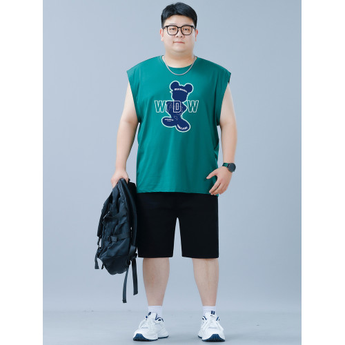 加肥加大運動套裝男款夏季2025新款青少年大碼寬松男裝背心短褲潮