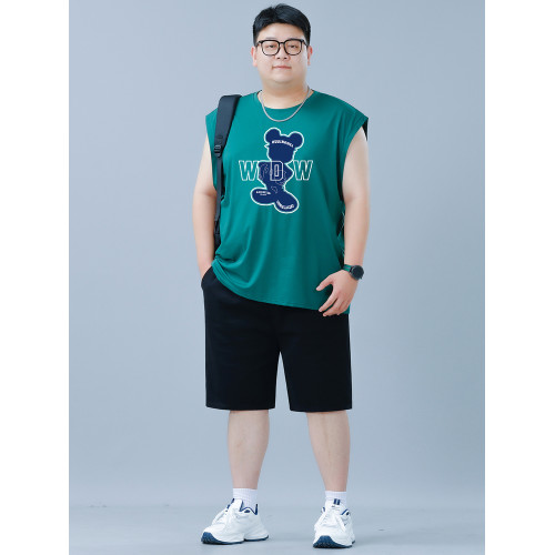 加肥加大運動套裝男款夏季2025新款青少年大碼寬松男裝背心短褲潮