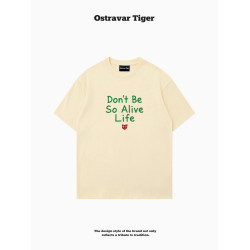 專櫃新款 Ostravar Tiger潮牌2025夏字母慵懶風寬松純棉短袖女t恤