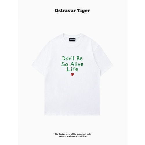 專櫃新款 Ostravar Tiger潮牌2025夏字母慵懶風寬松純棉短袖女t恤