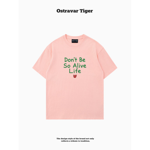 專櫃新款 Ostravar Tiger潮牌2025夏字母慵懶風寬松純棉短袖女t恤