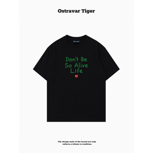 專櫃新款 Ostravar Tiger潮牌2025夏字母慵懶風寬松純棉短袖女t恤
