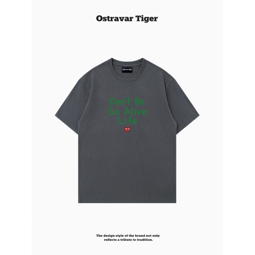 專櫃新款 Ostravar Tiger潮牌2025夏字母慵懶風寬松純棉短袖女t恤
