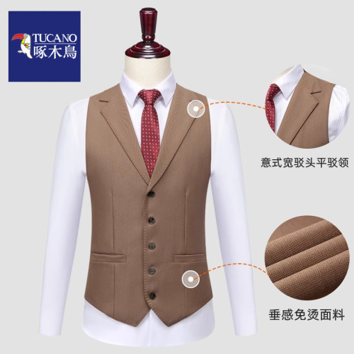 啄木鳥平駁領西裝馬甲坎肩新郎結婚禮服男主持修身伴郎兄弟團馬夾
