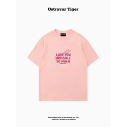 專櫃新款 Ostravar Tiger潮牌2025夏手繪慵懶風寬松純棉短袖女t恤