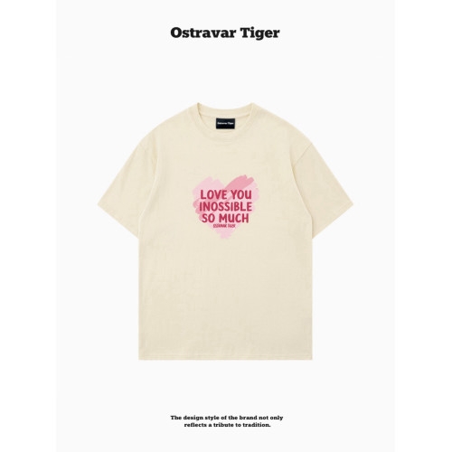 專櫃新款 Ostravar Tiger潮牌2025夏手繪慵懶風寬松純棉短袖女t恤