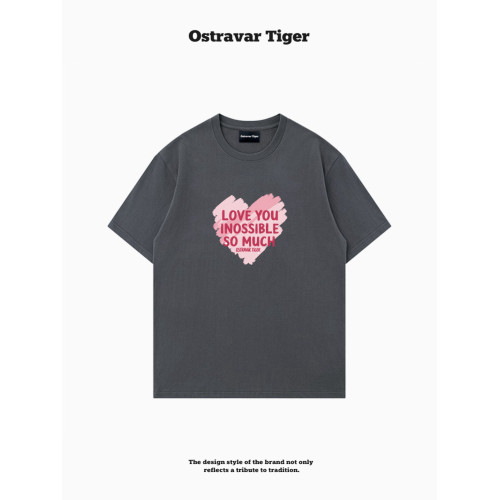專櫃新款 Ostravar Tiger潮牌2025夏手繪慵懶風寬松純棉短袖女t恤