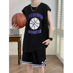 青少年夏季速乾t恤男初中高中學生無袖背心籃球衣服大童運動套裝