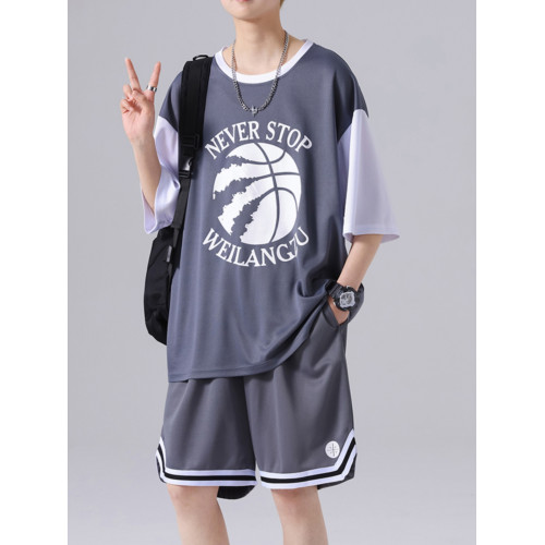 青少年夏季速乾t恤男初中高中學生無袖背心籃球衣服大童運動套裝