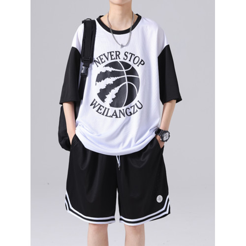 青少年夏季速乾t恤男初中高中學生無袖背心籃球衣服大童運動套裝