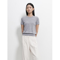 TH上班REGAL WOOL基礎內搭圓領短袖羊毛針織女T恤打底極簡鎮店