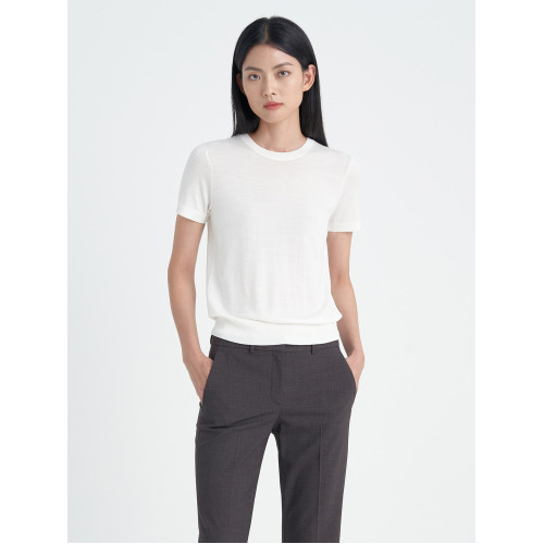 TH上班REGAL WOOL基礎內搭圓領短袖羊毛針織女T恤打底極簡鎮店