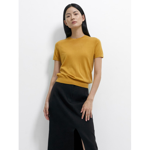 TH上班REGAL WOOL基礎內搭圓領短袖羊毛針織女T恤打底極簡鎮店