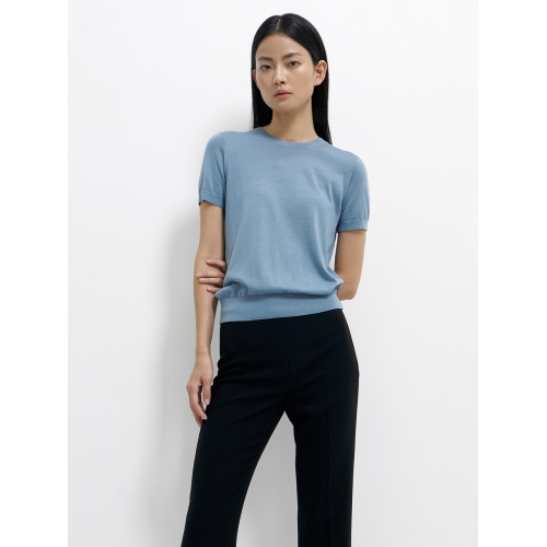 TH上班REGAL WOOL基礎內搭圓領短袖羊毛針織女T恤打底極簡鎮店