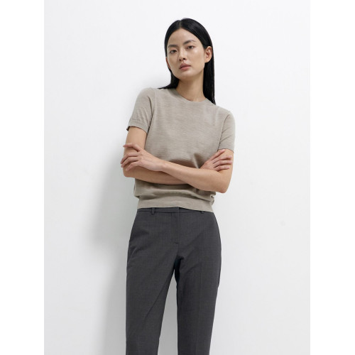 TH上班REGAL WOOL基礎內搭圓領短袖羊毛針織女T恤打底極簡鎮店