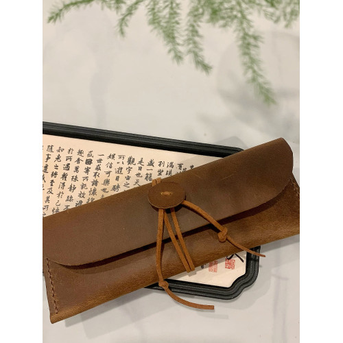 見山·喜【純手工筆袋】復古真牛皮瘋馬皮手工筆袋鋼筆保護套