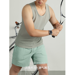 冰絲運動背心男士夏季涼感速乾蜂巢網孔跑步工字無袖坎肩t恤薄款