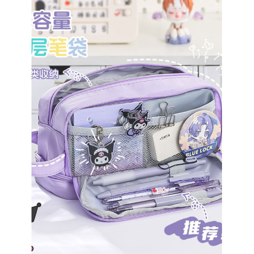 大容量初中小學生筆袋雙層女孩簡約多功能鉛筆盒文具盒可愛文具袋