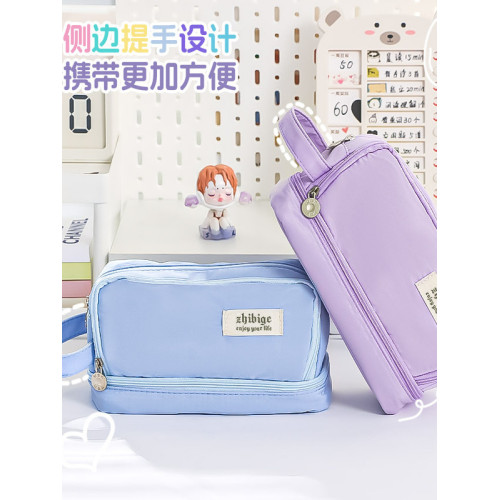 大容量初中小學生筆袋雙層女孩簡約多功能鉛筆盒文具盒可愛文具袋