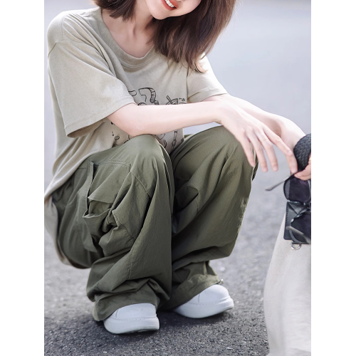 卡其色印花短袖女t恤2025新款超火減齡洋氣美式復古休閒氣質上衣