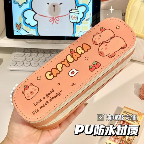 學生高顔值筆袋大容量可愛雙層鉛筆盒小學生男孩女孩防水2025新款