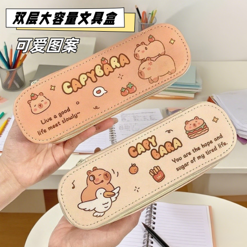 學生高顔值筆袋大容量可愛雙層鉛筆盒小學生男孩女孩防水2025新款
