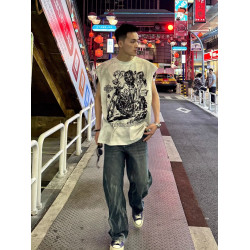 美式潮牌vintage寬松廢土風破壞男士高街背心情侶T恤健身無袖坎肩