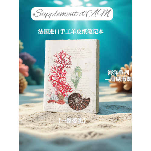 法國手工羊皮紙筆電手賬日記本復古高顔值創意禮物禮盒海洋系列