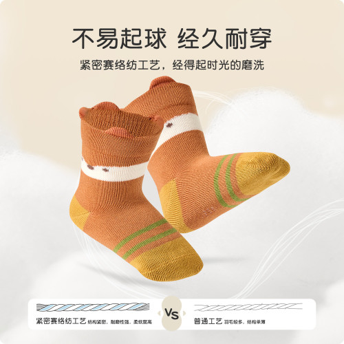 尼多熊2025春季棉襪可愛卡通寶寶襪子男寶無骨不勒六雙裝獨立款