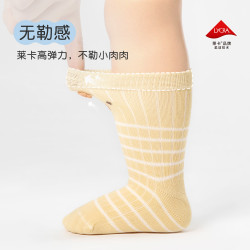 尼多熊2025寶寶襪子夏季薄款棉襪無骨不勒腳嬰兒中筒襪透氣網眼襪