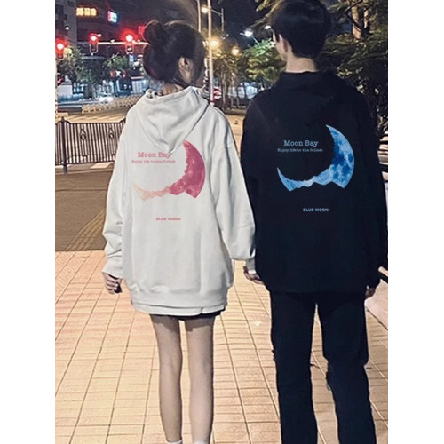 ins超火情侶裝高級感小衆2025新款秋冬季女士連帽衛衣外套男士款