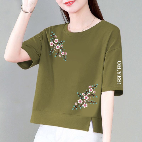 純棉短袖衛衣女新款潮夏季寬松顯瘦印花t恤短款圓領上衣女體恤衫