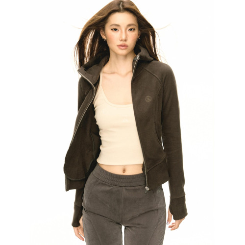 Ariseism美式復古修身連帽拉鍊開衫衛衣外套女秋季運動瑜珈服上衣 Ariseism美式復古修身連帽拉鍊開衫衛衣外套女秋季運動瑜珈服上衣