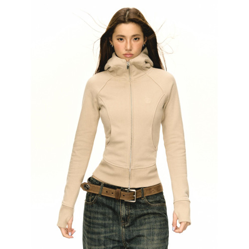 Ariseism美式復古修身連帽拉鍊開衫衛衣外套女秋季運動瑜珈服上衣 Ariseism美式復古修身連帽拉鍊開衫衛衣外套女秋季運動瑜珈服上衣