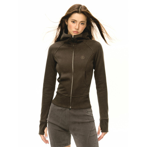 Ariseism美式復古修身連帽拉鍊開衫衛衣外套女秋季運動瑜珈服上衣 Ariseism美式復古修身連帽拉鍊開衫衛衣外套女秋季運動瑜珈服上衣