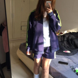 甜心monster原創指南星體操服新款拼接撞色圓領衛衣女寬松休閒